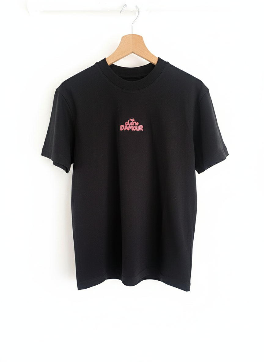 T-shirt « ma cherie d’amour » avec logo cerise au dos