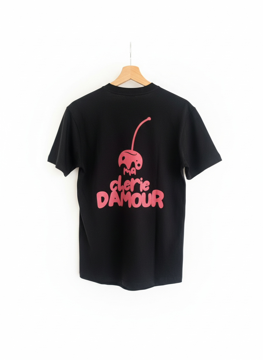 T-shirt « ma cherie d’amour » avec logo cerise au dos