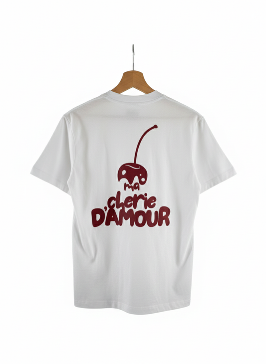 T-shirt « ma cherie d’amour » avec logo cerise au dos
